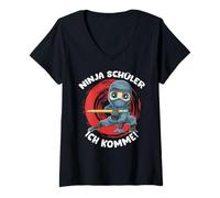 Women's First Grade School Ninja Kid V-Neck T-Shirt