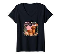 Women's First Mother's Day 2026 Cute Dachshunds Matching Family V-Neck T-Shirt