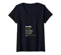 Women's First Name Amelia Personalised Saying Woman Definition Name V-Neck T-Shirt