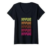 Womens First Name Kylie Funky Retro Vintage Disco Design V-Neck T-Shirt