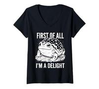Women's First of All I'm A Delight Desert Rain Frog Happy Toad V-Neck T-Shirt