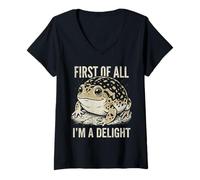 Women's First of All I'm A Delight Smiling Desert Rain Frog V-Neck T-Shirt
