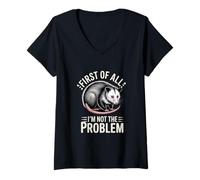Women's First of All I'm Not The Problem Opossum Humor V-Neck T-Shirt