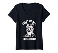 Women's First of All This is My Personality Funny Fox V-Neck T-Shirt