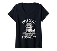 Women's First of All This is My Personality Funny Fox V-Neck T-Shirt