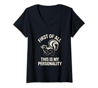 Women's First of All This is My Personality Skunk V-Neck T-Shirt
