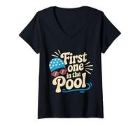 Womens First One in The Pool Swimmer Fast Competitive |- V-Neck T-Shirt