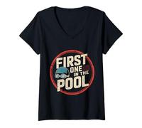Womens First One in The Pool Swimmer Fast Competitive |- V-Neck T-Shirt