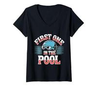 Womens First One in The Pool Swimmer Fast Competitive - V-Neck T-Shirt