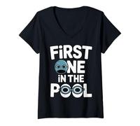 Womens First One in The Pool Swimmer Fast Competitive |- V-Neck T-Shirt