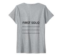 Womens First Plane Solo Tail Flight School Student Flying Pilot V-Neck T-Shirt