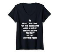 Women's First They Came for The Immigrants Political Protest V-Neck T-Shirt