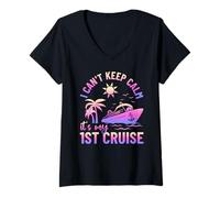 Womens First Time Cruise Family Reunion Vacation Tropical Ocean V-Neck T-Shirt