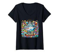 Womens First Time Cruiser Shirt 1st Time Cruise Shirt Cruise Ship V-Neck T-Shirt