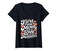 Women's First Time Mom Built On Love and Tiny Moments V-Neck T-Shirt