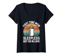 Women's First Time Mom Sleepless But So in Love V-Neck T-Shirt
