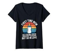 Women's First Time Mom Sleepless But So in Love V-Neck T-Shirt