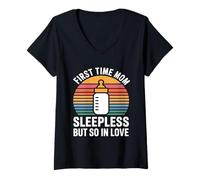 Women's First Time Mom Sleepless But So in Love V-Neck T-Shirt