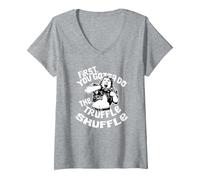 Women's First You Gotta do The Truffle-Shuffle V-Neck T-Shirt, Heather Grey, Medium