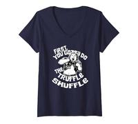 Women's First You Gotta do The Truffle-Shuffle V-Neck T-Shirt, Navy Blue, X-Large