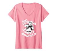 Women's First You Gotta do The Truffle-Shuffle V-Neck T-Shirt, Pink, Small