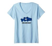 Women's Fish Kentucky Flag V-Neck T-Shirt
