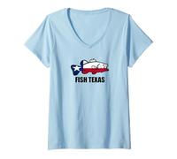 Women's Fish Texas Flag V-Neck T-Shirt