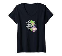 Women's Fisher-Price - Purple Monkey in A Bubble Gum Tree V-Neck T-Shirt, Black, Small