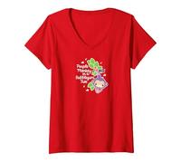 Women's Fisher-Price - Purple Monkey in A Bubble Gum Tree V-Neck T-Shirt, Red, Large