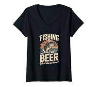 Women's Fishing and Beer What Else is There Retro Bass V-Neck T-Shirt