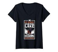 Womens Fishing and Belgian Sheepdog V-Neck T-Shirt