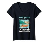Womens Fishing at Lac de Saint-Cassien V-Neck T-Shirt