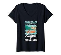 Womens Fishing at Lago Maggiore V-Neck T-Shirt