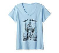 Womens Fishing Fisherman Patron Saint Andrew Funny Fish Catch V-Neck T-Shirt