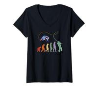 Womens Fishing fishing rod fishing pole EVOLUTION fishing V-Neck T-Shirt
