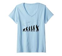 Womens Fishing fishing rod fishing pole EVOLUTION fly fishing V-Neck T-Shirt