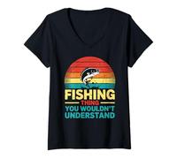 Womens Fishing Is My Happy Place You Wouldn't Understand Fisherman V-Neck T-Shirt