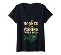 Womens Fishing Kid Family Fishing Trip Matching Fishing Father Son V-Neck T-Shirt