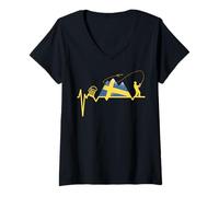 Womens Fishing Rod ECG Sweden Fishing Camping Beer Fishing V-Neck T-Shirt