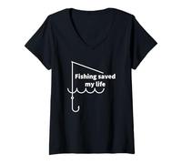 Womens Fishing saved my life V-Neck T-Shirt