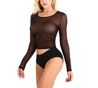 Women's Fishnet Top, Sexy 80s Sheer Fishnet See Through Casual Shirts, Long Sleeve Hollow Out Fishnet Tank Tops Mesh Tight Shirt for Streetwear Disco Retro Halloween Funky Festival Fancy Costumes