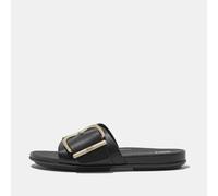 FitFlop Womens Black Gracie Maxi-Buckle Leather Slide