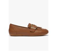 Women's FitFlop ALLEGRO FRINGE BUCKLED Womens Loafers Light Tan - Brown - Size: 4