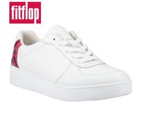 FitFlop Womens Rally Snakeprint-Backtab Leather Panel Trainers Urban White/Wild Raspberry 4