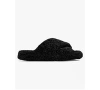 Fitflop Women's iQUSHION D-Luxe Padded Teddy Cross Slides Sandal, Black, 5 UK