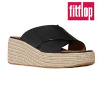 Womens FitFlop Leather Platforms Espadrille Open Toe Summer Wedge Mule Sandals