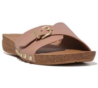 Fitflop Iqushion Adjustable Buckle Leather Slides Beige EU 41 Woman