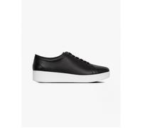 Women's FitFlop RALLY Womens Leather Trainers Black/White - Size: 3