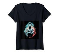 Womens Fitness design muscular bodybuilder man V-Neck T-Shirt