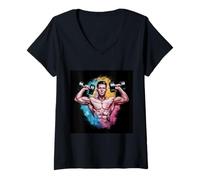 Womens Fitness Design Muscular Bodybuilder Man V-Neck T-Shirt